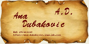 Ana Dubaković vizit kartica
